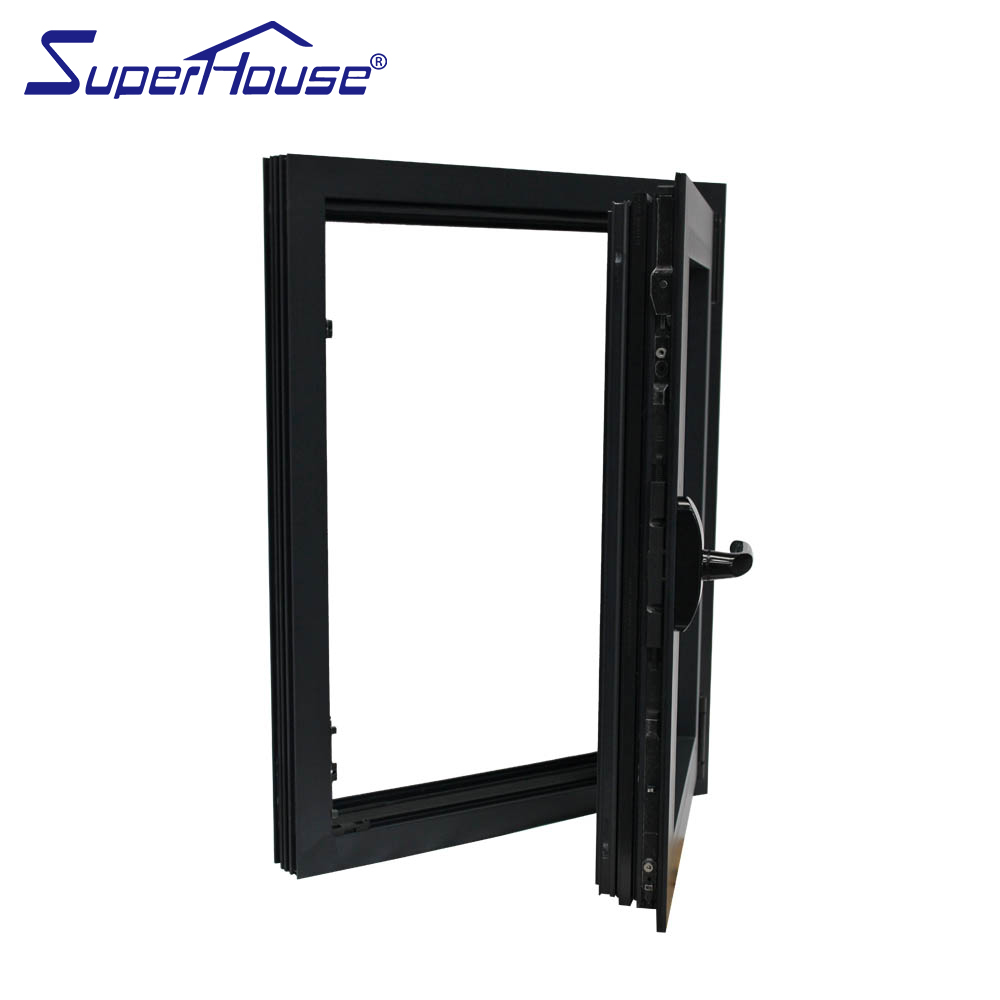 Superhouse Black Hurricane Impact Resistance with Triple Tempered Glass for Home Aluminum Tilt and Turn Window