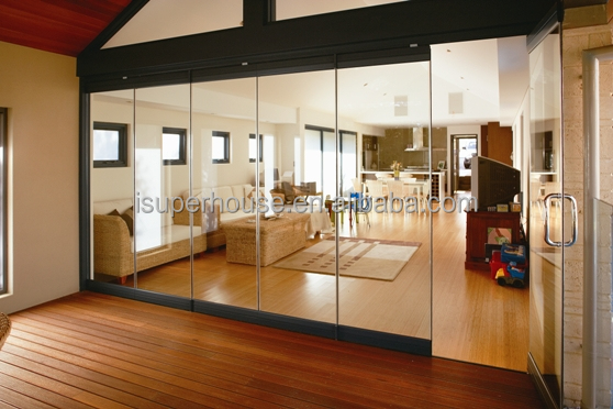 Frameless High Quality Folding  Glass Window Sliding Design With Super Price