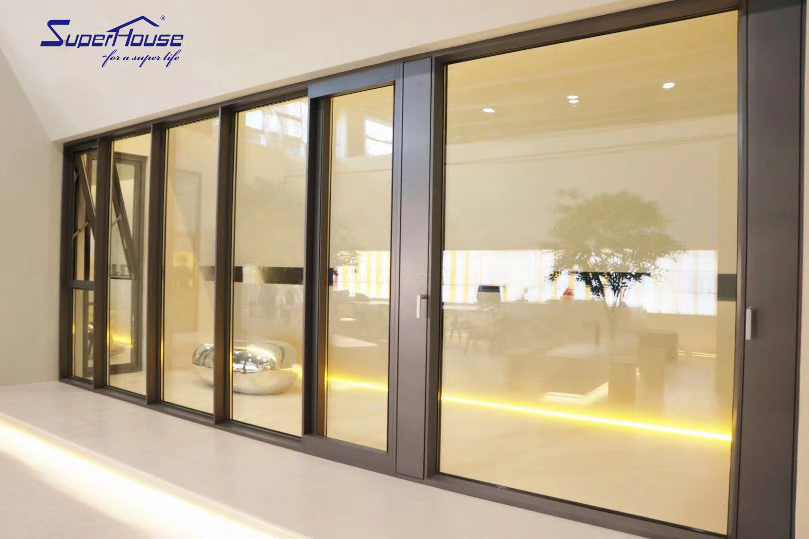 Modern European American Style Bi-Folding Door Latest Soundproof System Movable Frameless Aluminum Alloy Glass Finished Surface