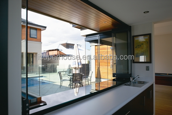 Frameless High Quality Folding  Glass Window Sliding Design With Super Price