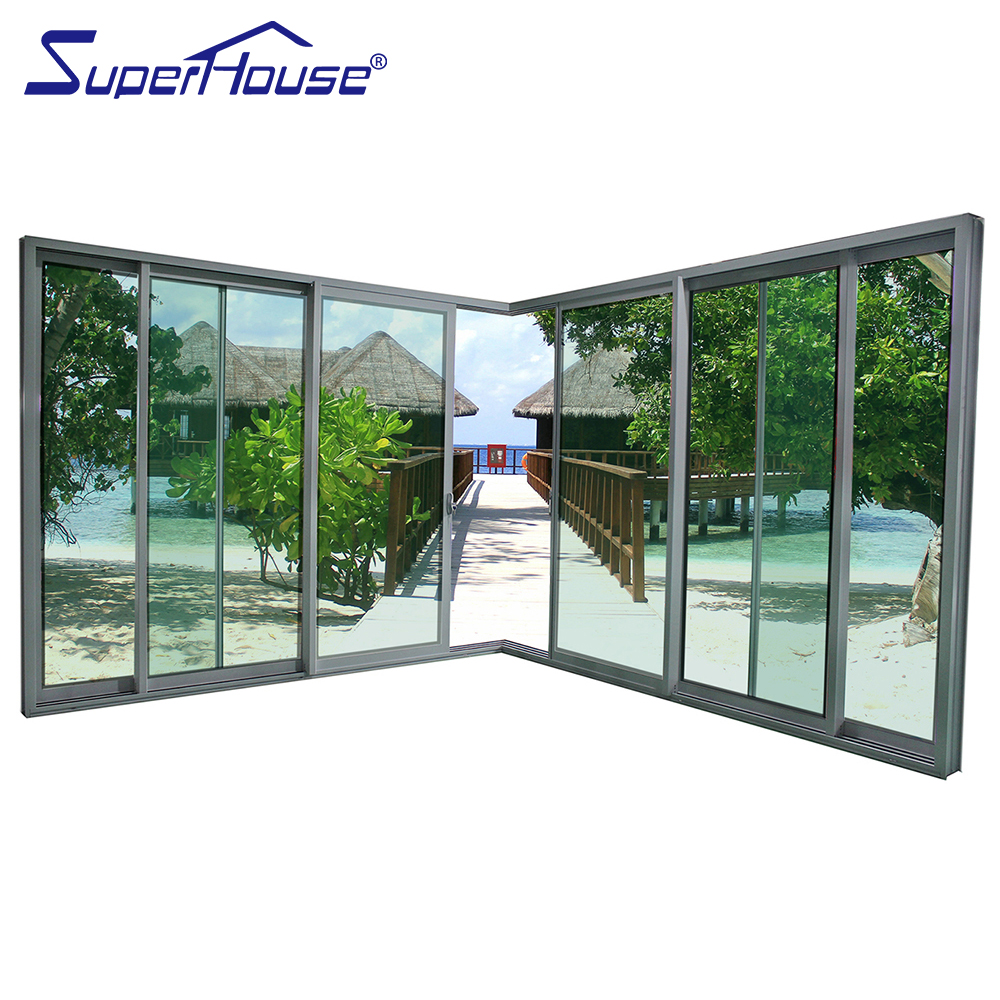 Superhouse Factory Wholesale Popular Aluminum Door Hotel Exterior Thermal Break Energy Efficient Tempered Glass Sliding Door