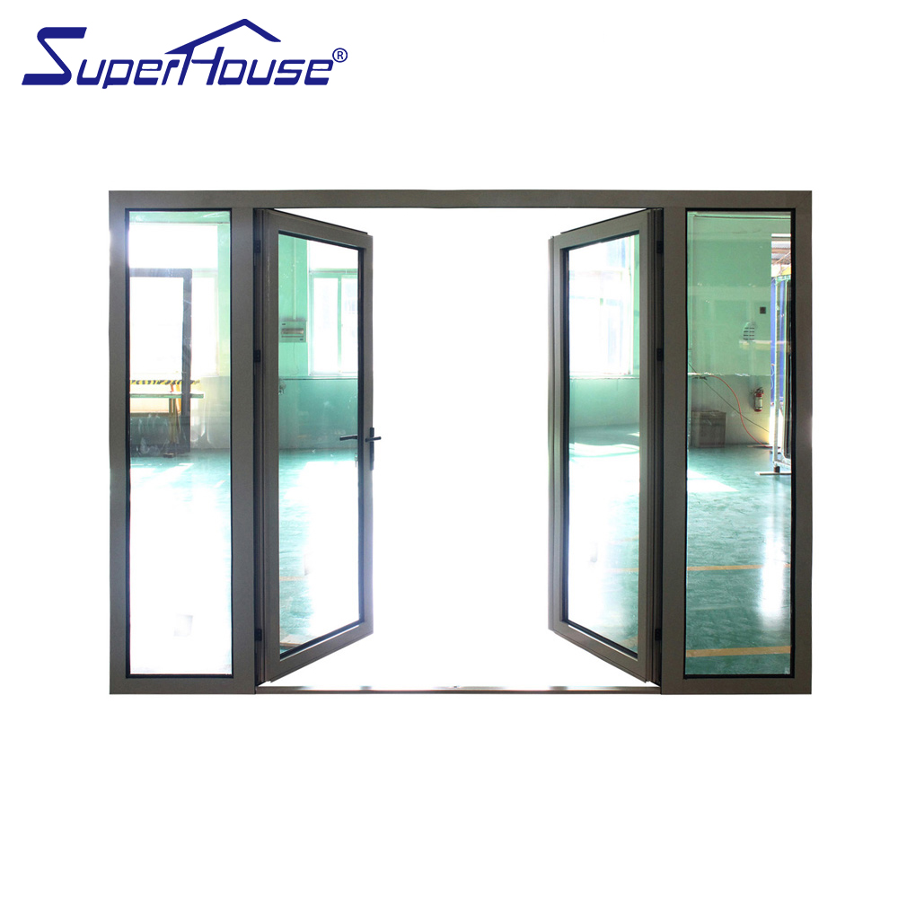 Superhosue Miami Dade NOA Hurricane Impact Standard Aluminum French Door Double Hinged Door Escape Door