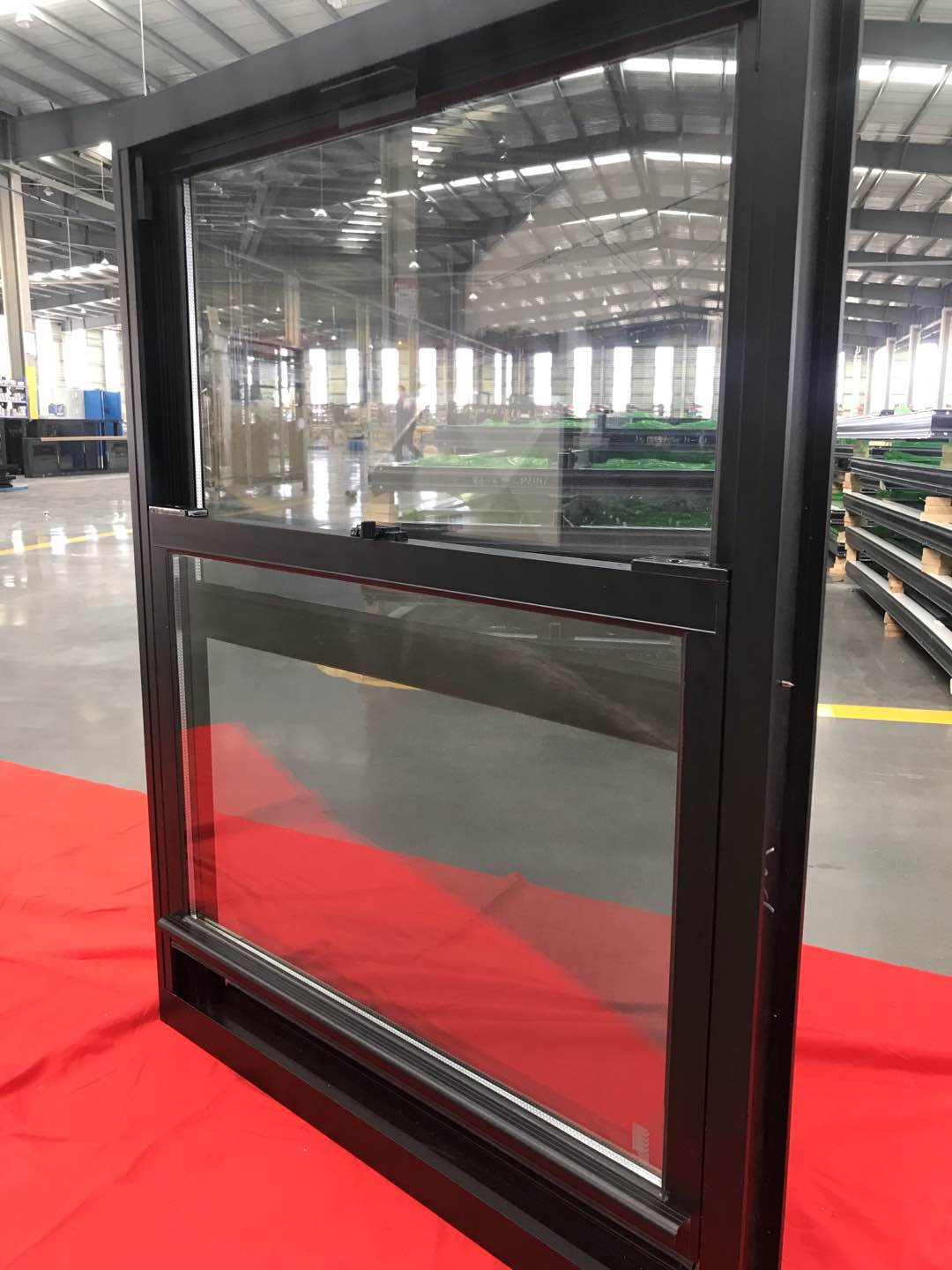 Custom Size Black Vinyl Single Hung Window with Double Glazing for Home