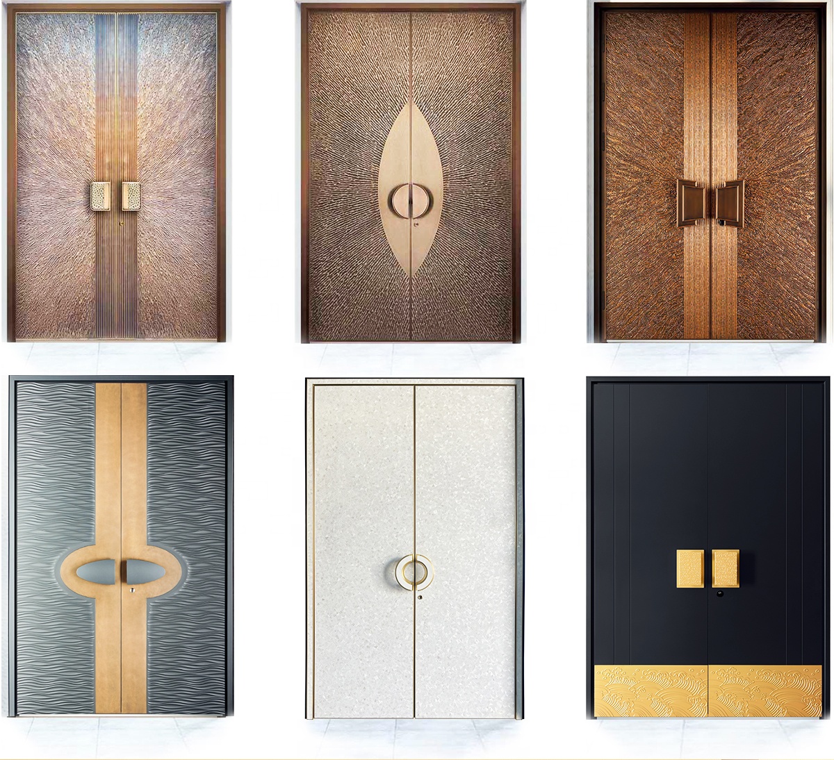 Luxury Villa Entry Door Aluminum Glass Swing Door Pivot Door Heat Insulation Fire Resistant Waterproof 10 Years Warranty