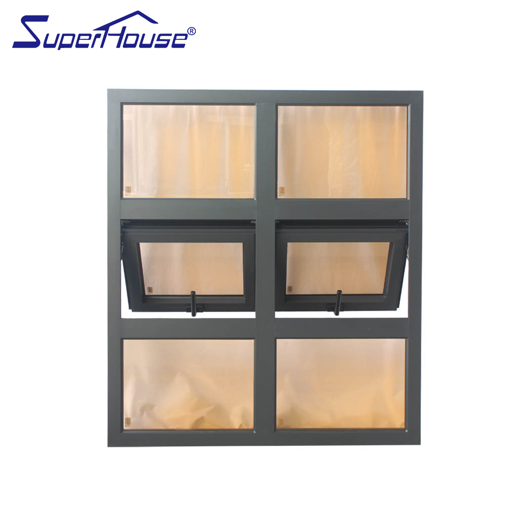 Superhouse Customized Outdoor Waterproof Good Sound Insulation Retractable Flyscreen Aluminum Awning Window