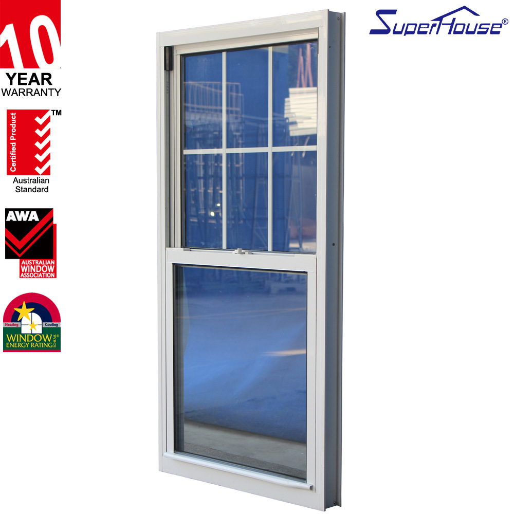 superhouse Mosquito Net Window USA Style Single Hung Window Vertical Slide Glass Window with Cheap Price