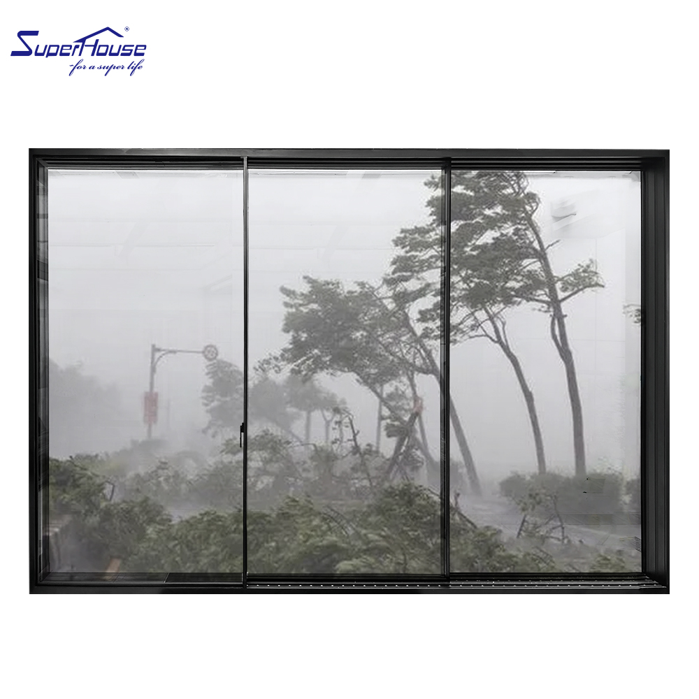 New Design Matte Black Frame Slim Aluminium Sliding Door System Soft Closing Narrow Frame Tempered Glass Sliding Door