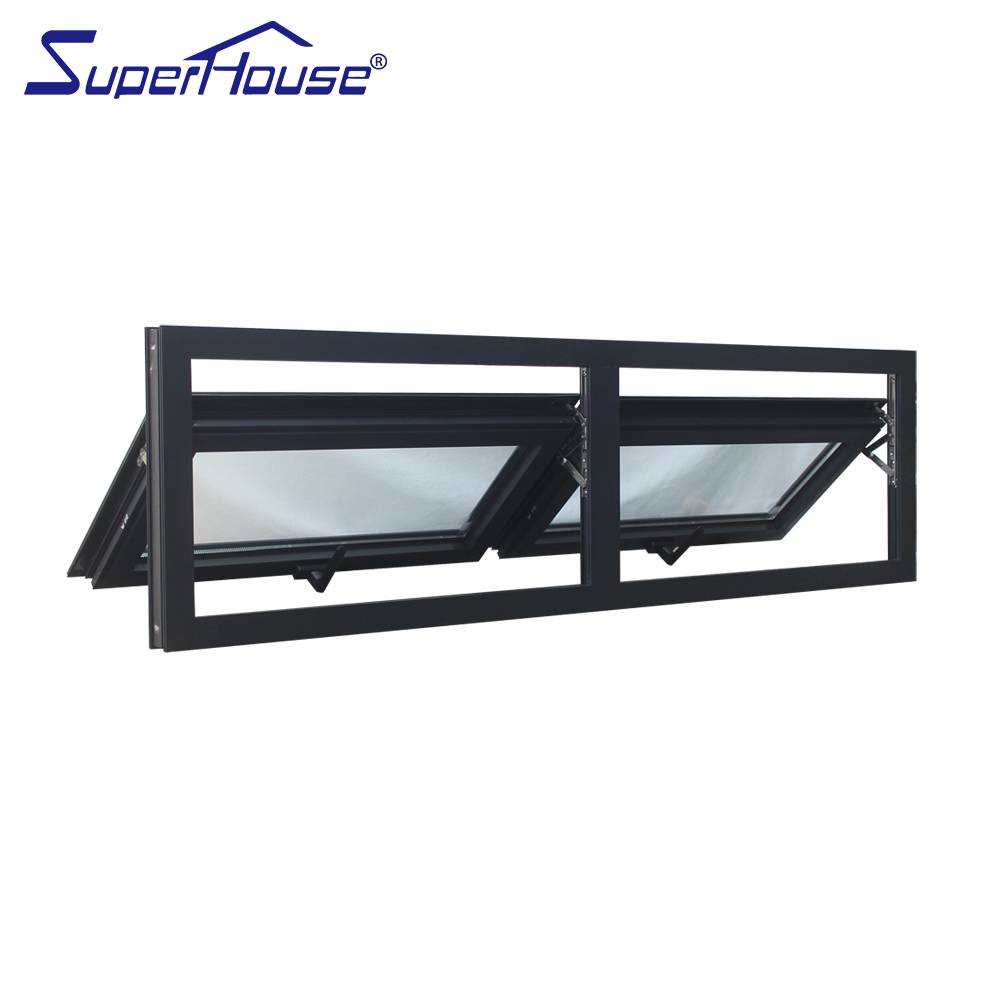 Superhouse Insulated Tempered Glass Horizontal  Open Style with Aluminum Alloy Frame Aluminum Awning Window