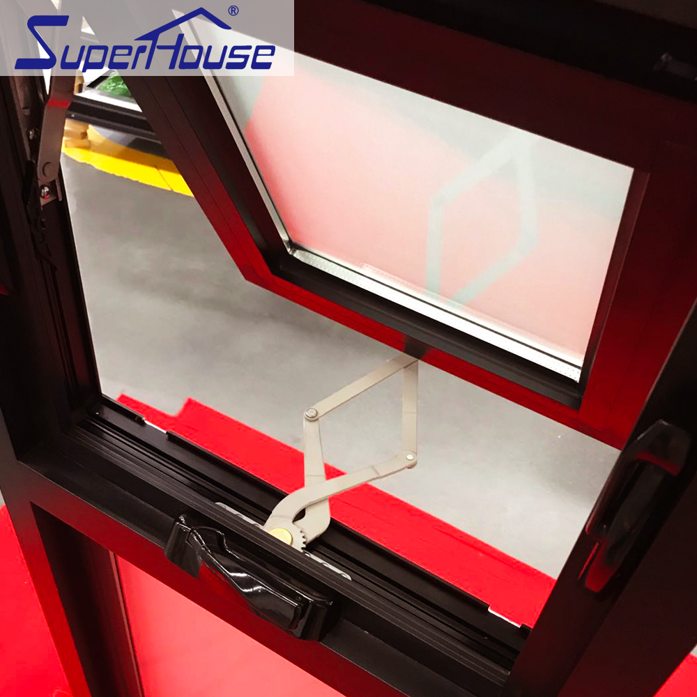 Superhouse American Style New Design Customized Size With Mosquito Screens Aluminum Frame Hand Crank Awning Window