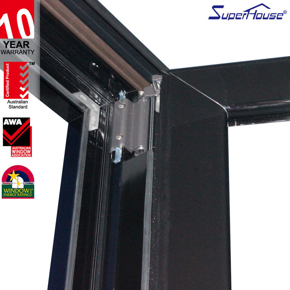 Hurricane Impact Aluminum Folding Door Commercial Store Front Door, German Hardware D Type Handle, Corrosion Resistant Rustproof