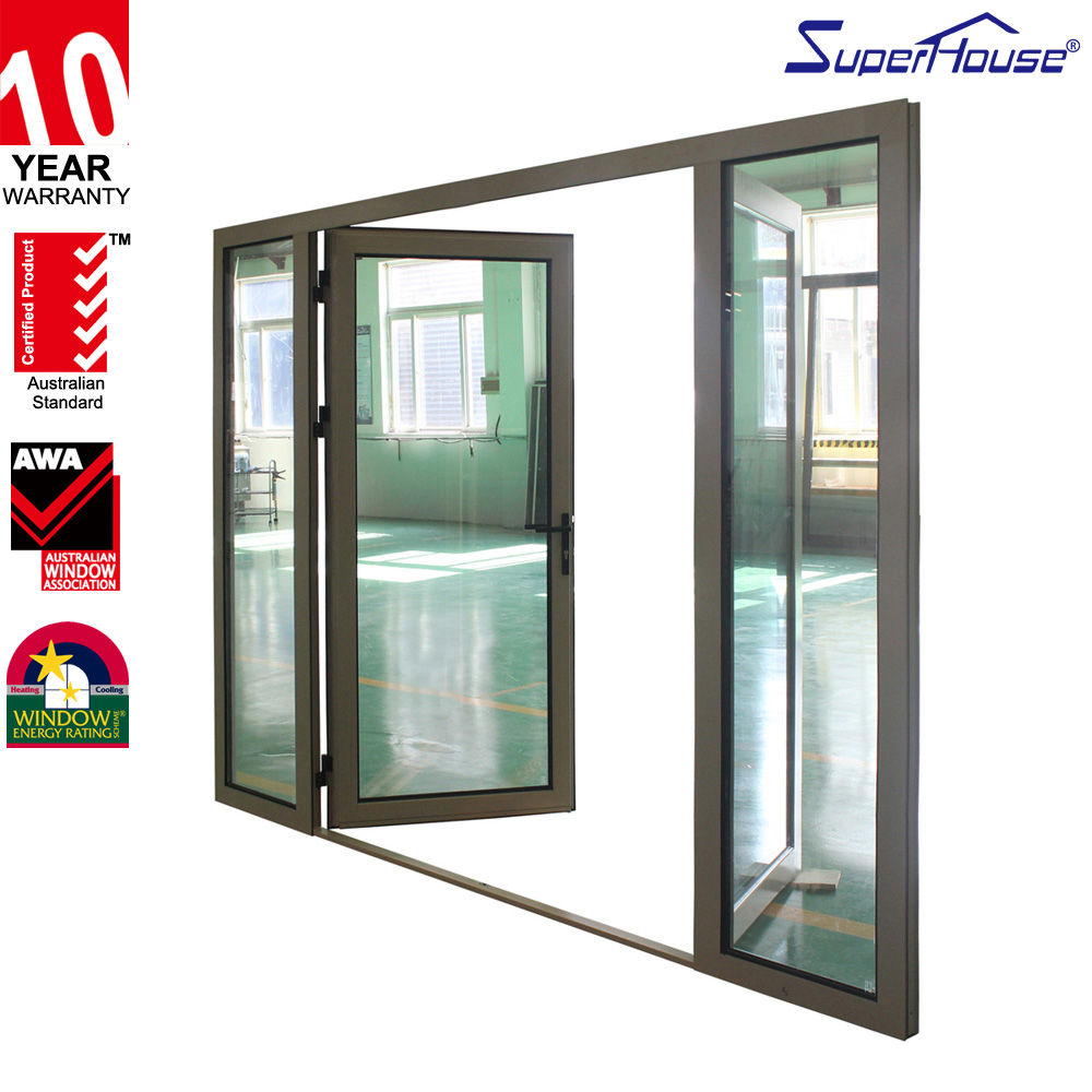 Superhosue Miami Dade NOA Hurricane Impact Standard Aluminum French Door Double Hinged Door Escape Door