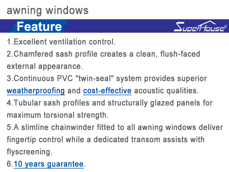 Thermal Break Aluminum Profile Bottom Outswing Awning Window Top Fixed Windows for House
