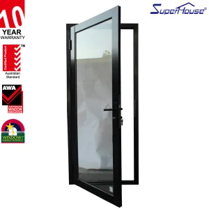 Aluminum Hinged Door German Hardware Florida Approved Hurricane Resistant Low-E Energy Saving UV Protection Indoor Use