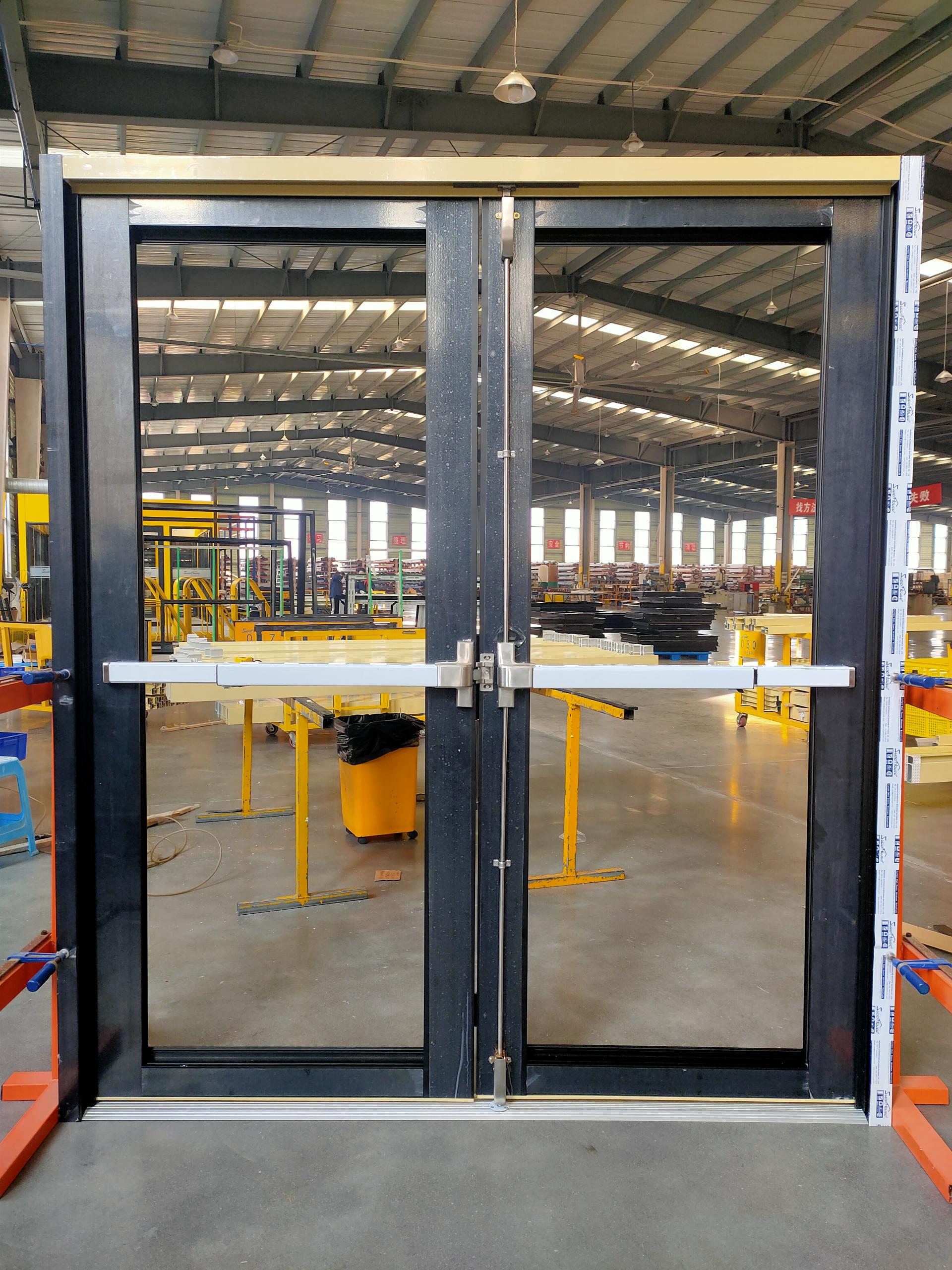 Impact NOA NFRC AS2047 Maimi Dade Approval Commercial Aluminium Door Panic Door Aluminum Escape Door with Electric Motor