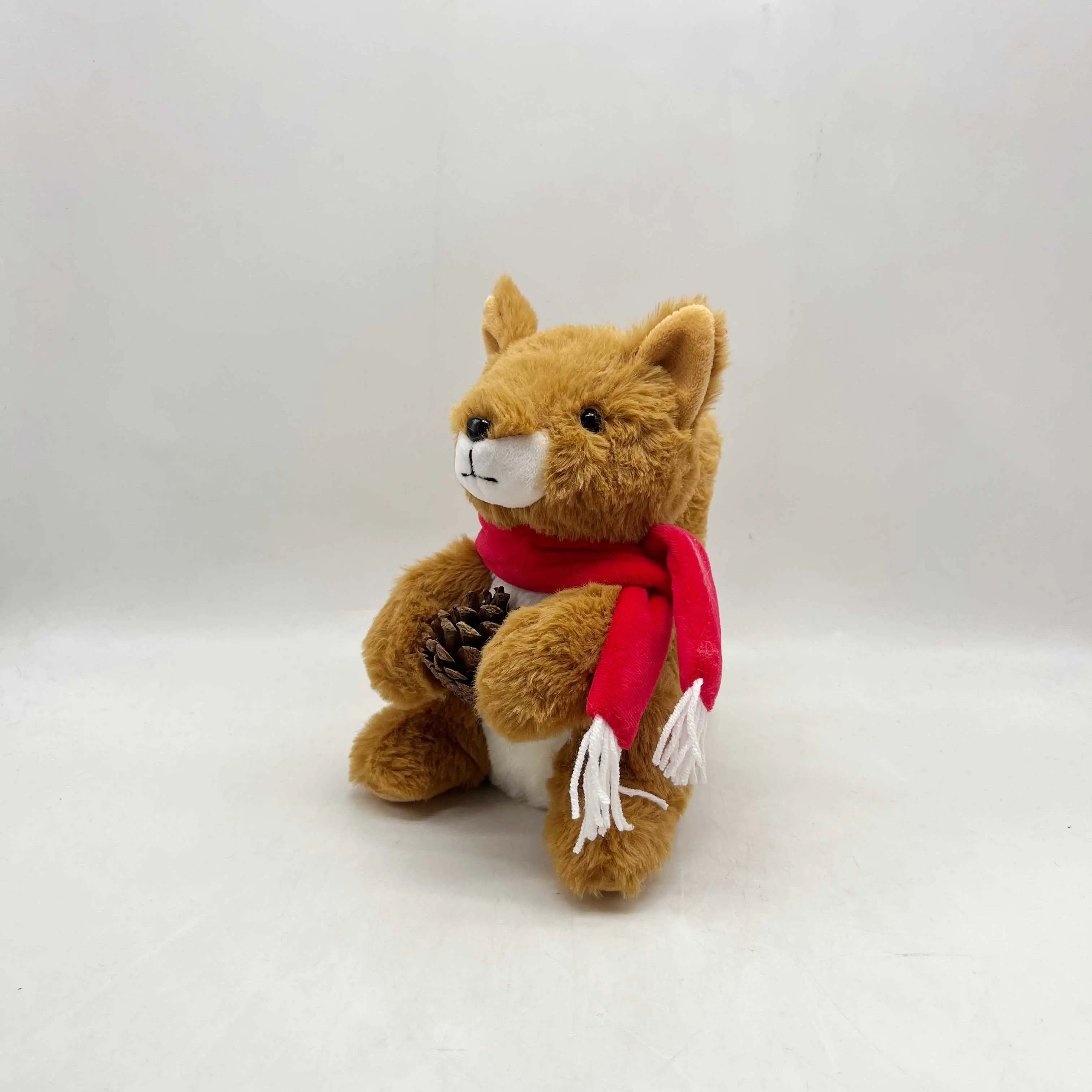China Adorable Squirrel Plush Toys - Three Colors, Holding Pinecones, Wearing Red Scarves Supplier, Factory