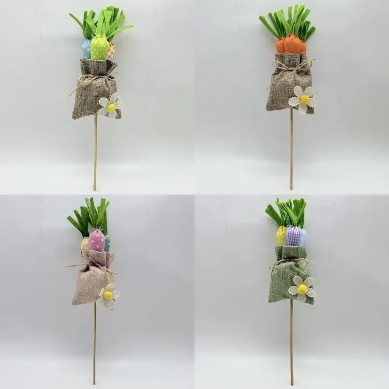 Wholesale Colorful Easter Carrot - Filled Burlap Bag Picks, Vibrant Decor for Easter Manufacturers, Suppliers
