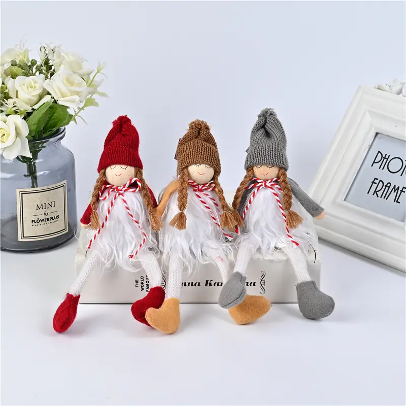 Wholesale Christmas Handmade Crafts Plush Girl Doll Pendant Ornaments Tree Hanging Doll Supplier, Suppliers