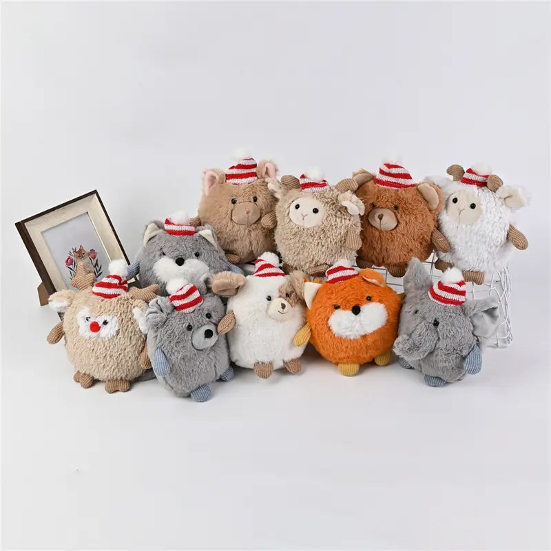 China Creative Christmas Stuffed Plush Toy Cute Christmas Hat Deer Bear animal Plush Doll Supplier, Suppliers