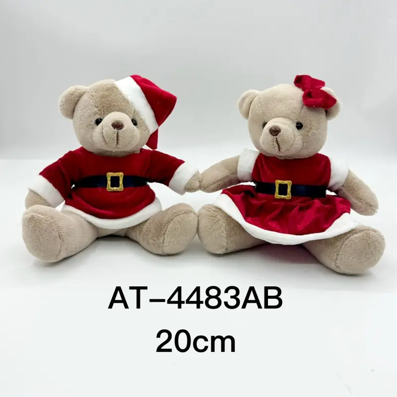 Wholesale 20cm Christmas Teddy Bear Duos: Festive Red & Green Plush for Holiday Cheer Manufacturer, Manufacturers