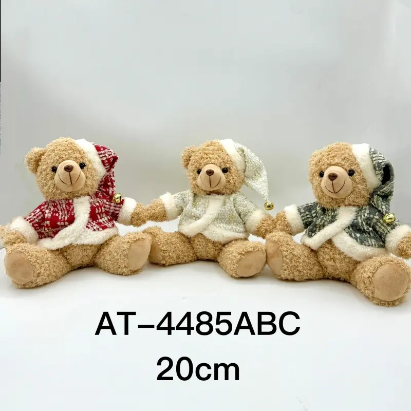 Wholesale 20cm Christmas Teddy Bear Trio: Festive Plush with Cozy Outfits Supplier, Factories