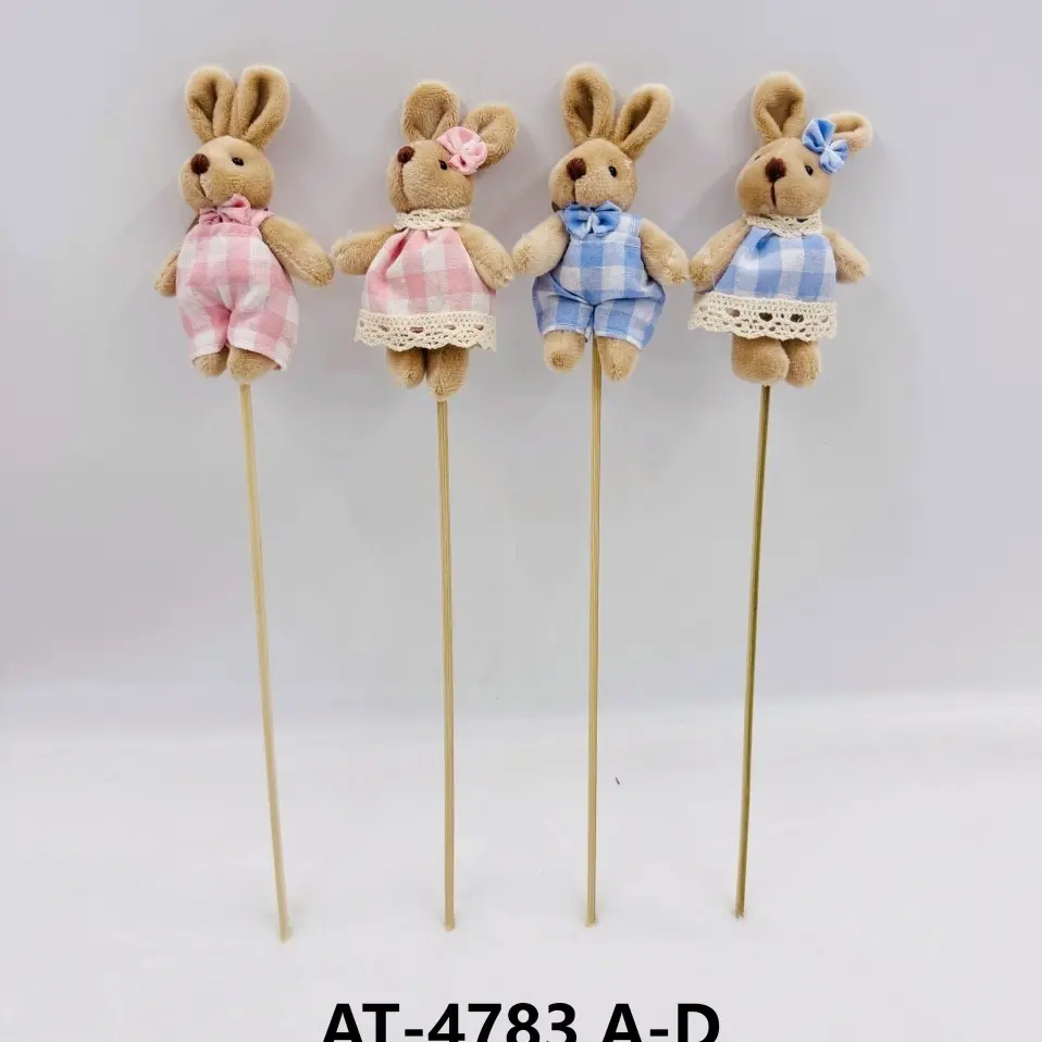 Wholesale Dressed Bunny Plush Picks: Adorable Easter Decor Sticks (Multiple Styles) Supplier, Factory