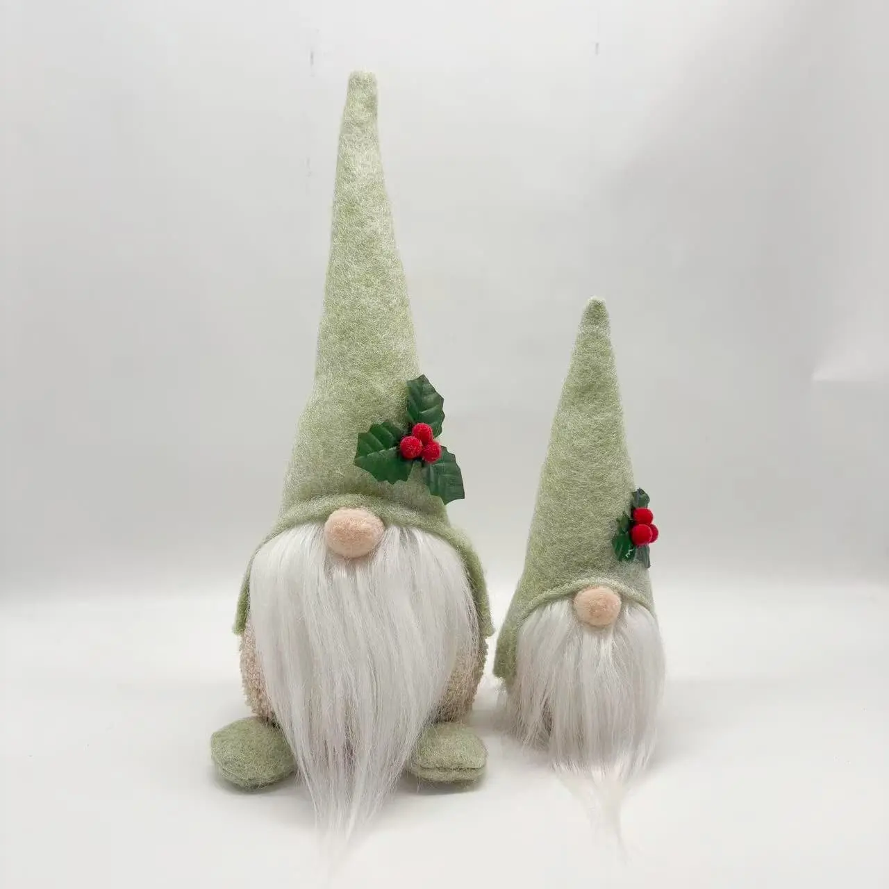 Christmas Gnome Decorations — green felt hat holiday ornaments