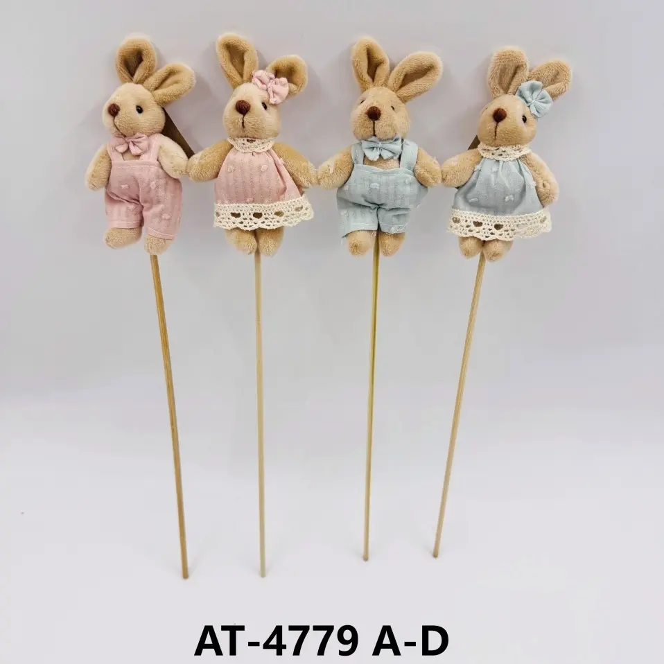 Wholesale Dressed Bunny Plush Picks: Adorable Easter Decor Sticks (Multiple Styles) Supplier, Factory