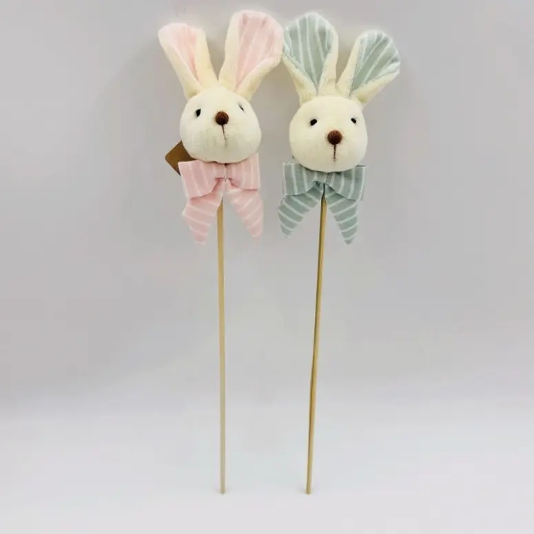 Wholesale Adorable Polka Dot & Plaid Bunny Picks: Fluffy Easter Decor Sticks Manufacturer, Supplier
