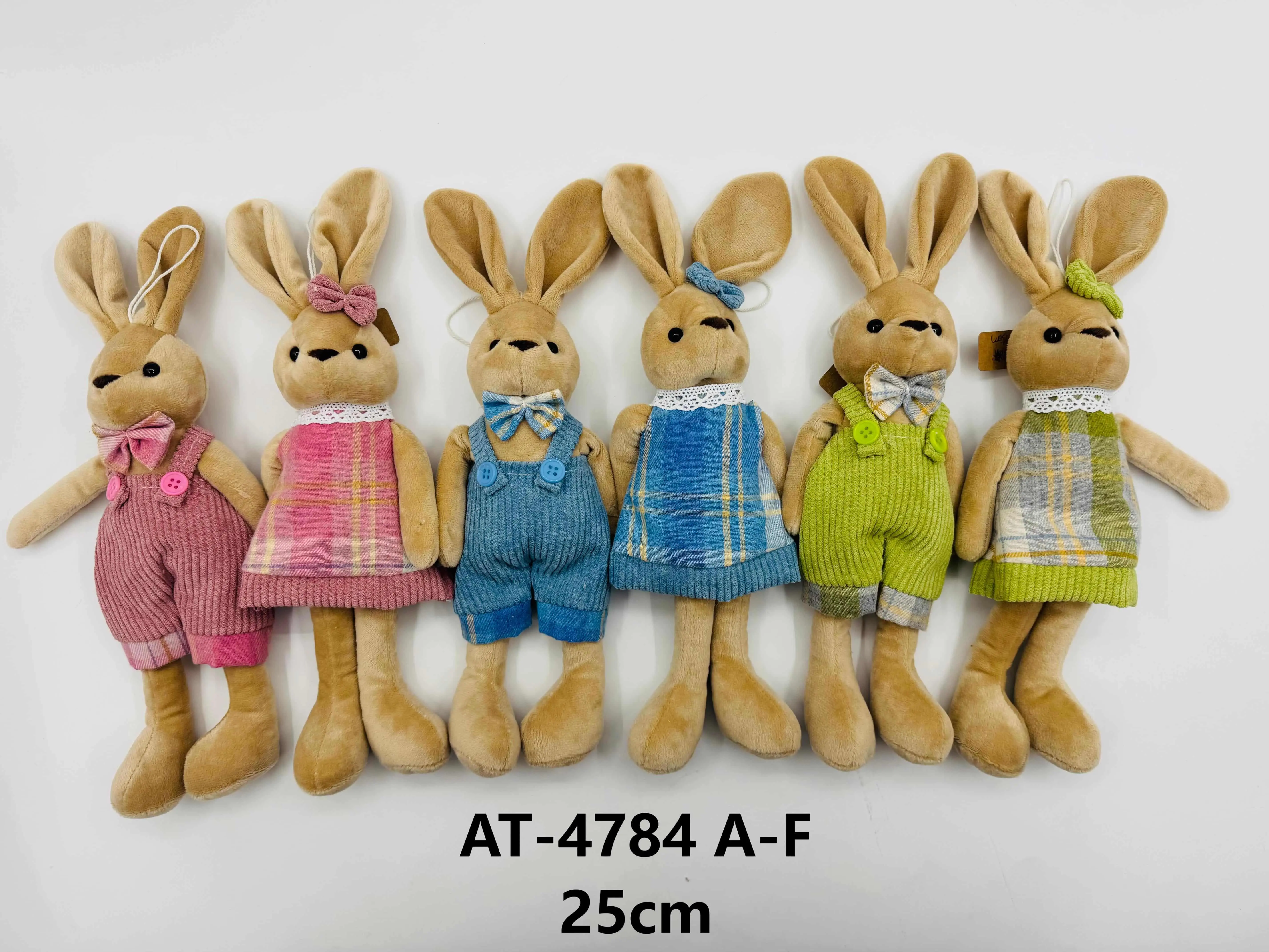 Wholesale Irresistible Bunny Pair Plush Toys: Checkered/ Corduroy Outfits (2 Sizes) Factory, Factories