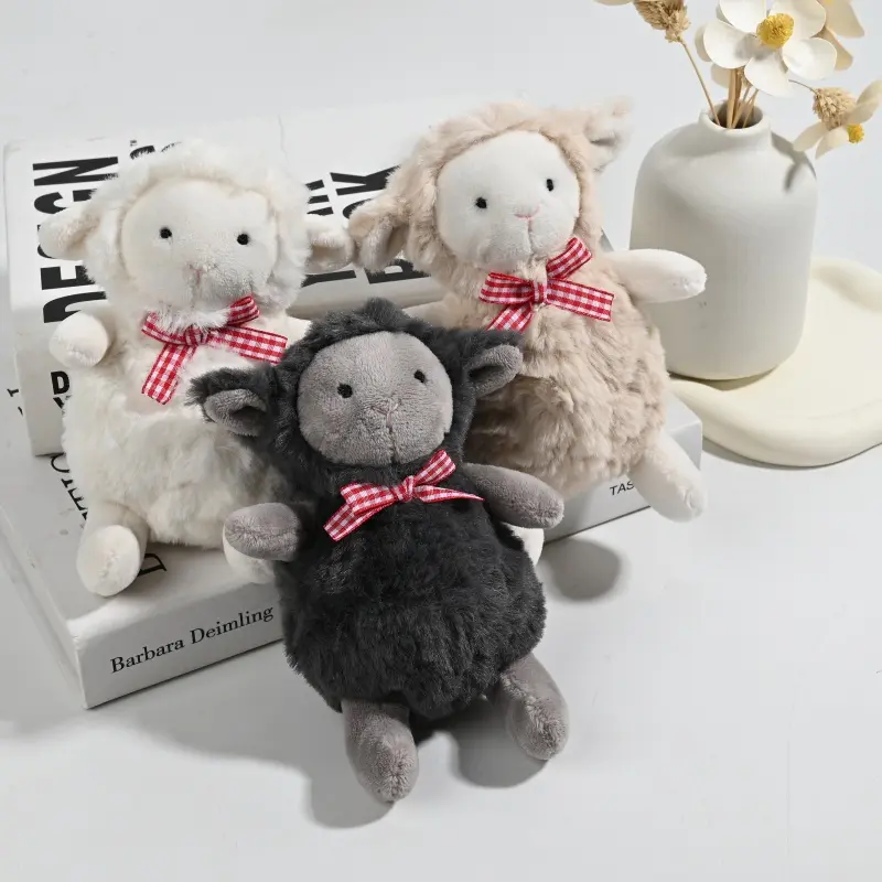 China Cute Sheep Plush Toys - Checkered Bow Stuffed Animal Dolls Manufacturers, Supplier