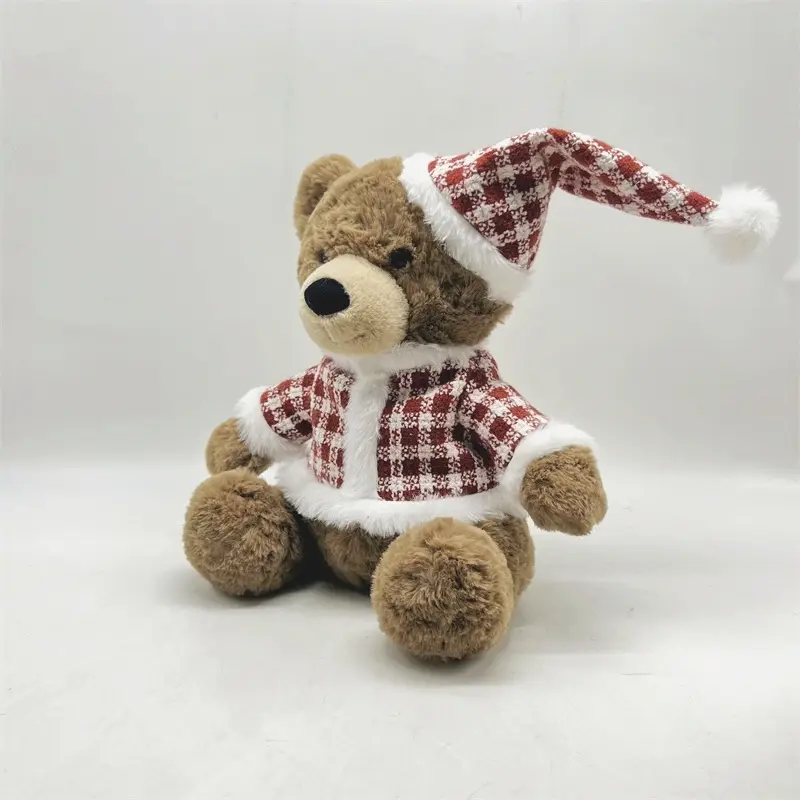 Wholesale Cute Christmas Bear Plush Toy With Hat And Clothes Manufacturers, Supplier
