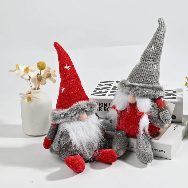 China Cozy Knit Christmas Gnomes | Red & Grey Holiday Decor for Gifting Manufacturer, Manufacturers
