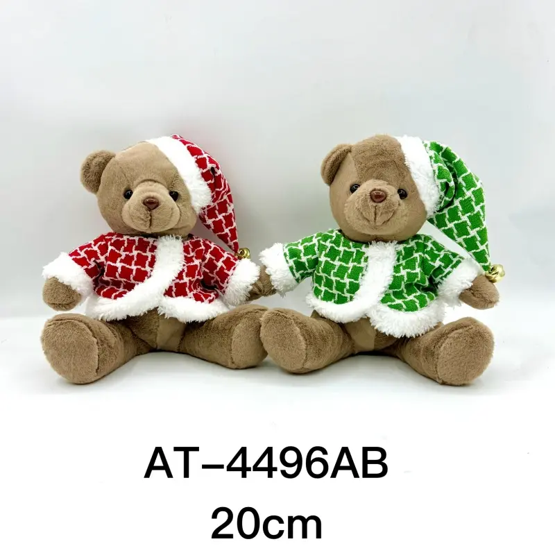Wholesale 20cm Christmas Teddy Bear Duos: Festive Red & Green Plush for Holiday Cheer Manufacturer, Manufacturers