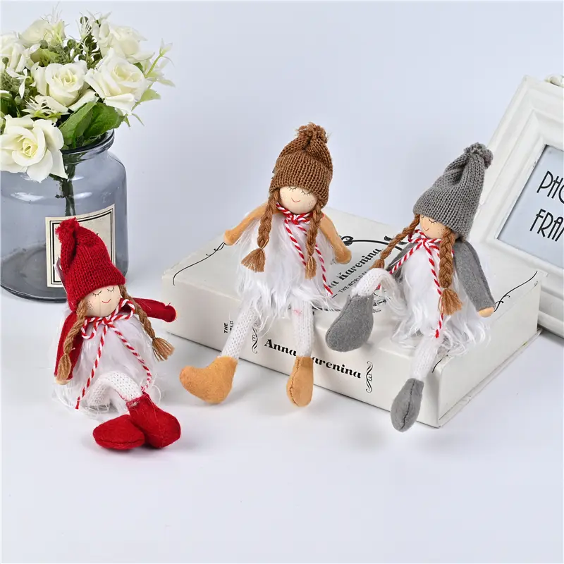 Wholesale Christmas Handmade Crafts Plush Girl Doll Pendant Ornaments Tree Hanging Doll Supplier, Suppliers