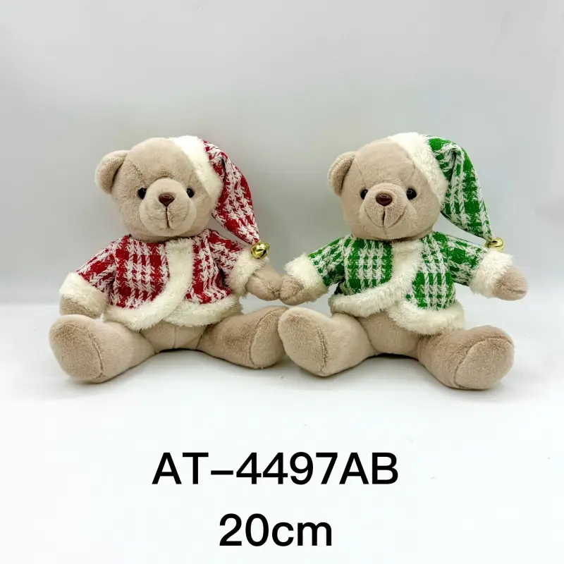 Wholesale 20cm Christmas Teddy Bear Duos: Festive Red & Green Plush for Holiday Cheer Manufacturer, Manufacturers