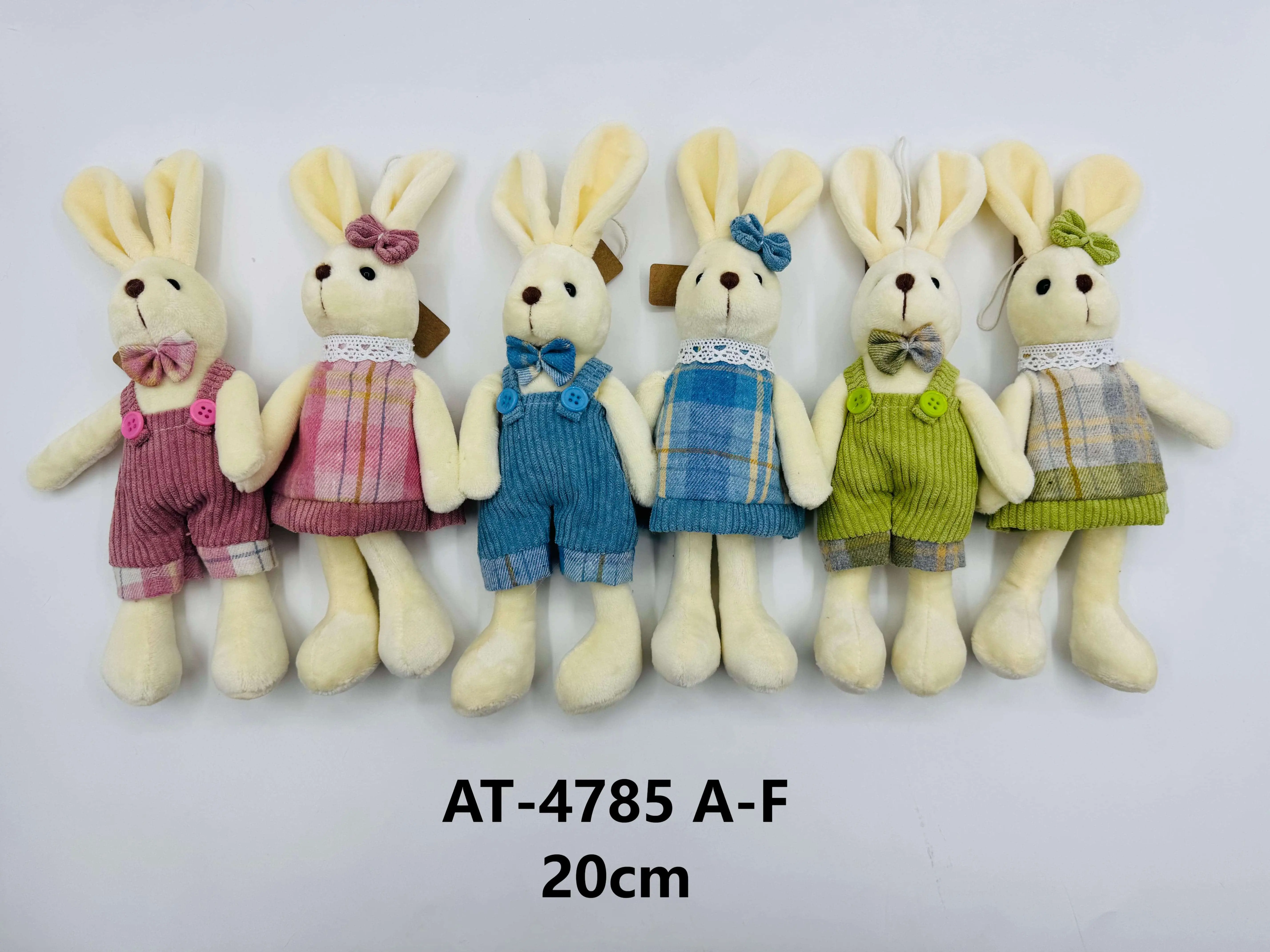 Wholesale Irresistible Bunny Pair Plush Toys: Checkered/ Corduroy Outfits (2 Sizes) Factory, Factories