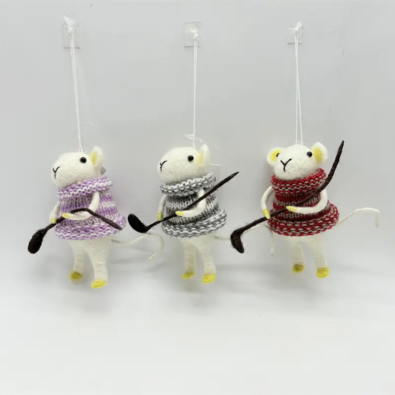 Wholesale Woollen Mouse Christmas Ornaments Set – Cute Festive Hanging Plush Decor Supplier, Factories
