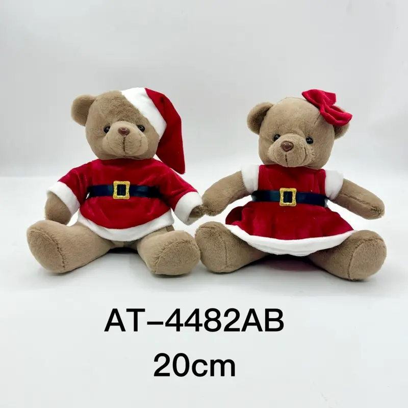 Wholesale 20cm Christmas Teddy Bear Duos: Festive Red & Green Plush for Holiday Cheer Manufacturer, Manufacturers