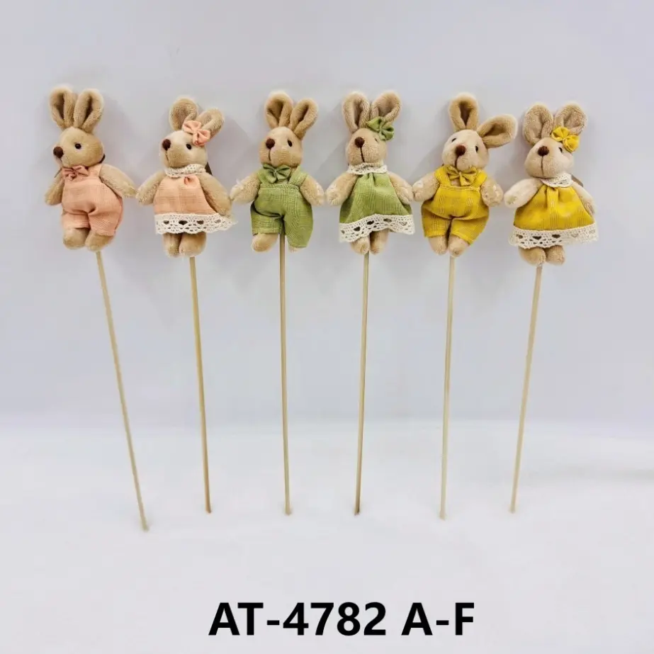 Wholesale Dressed Bunny Plush Picks: Adorable Easter Decor Sticks (Multiple Styles) Supplier, Factory