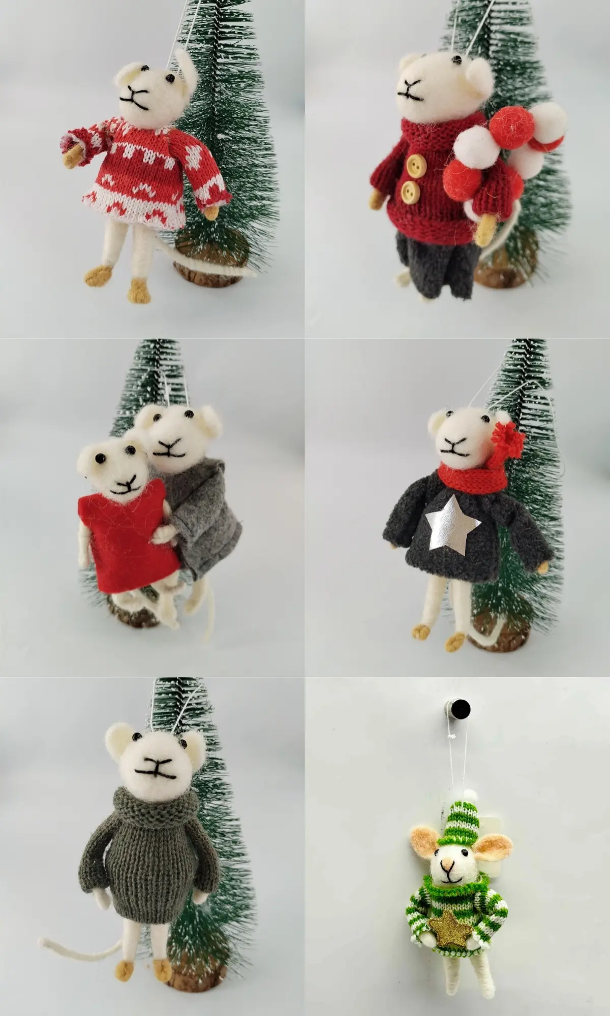 Wholesale Woollen Mouse Christmas Ornaments Set – Cute Festive Hanging Plush Decor Supplier, Factories