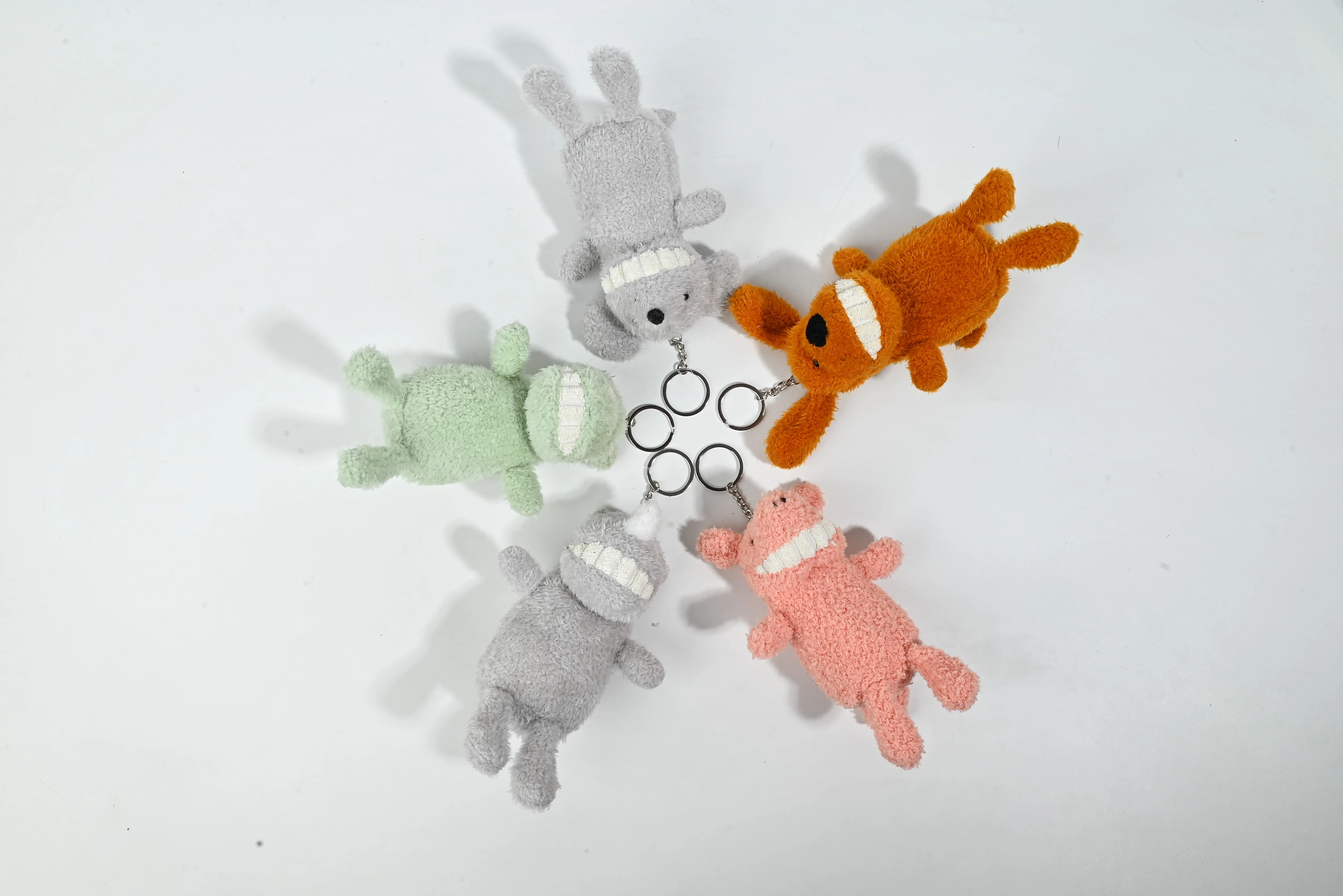 Wholesale Cute Grinning Animal Plush Keychains - Soft Fluffy Bag Charms (Set of 5) Manufacturer, Factories