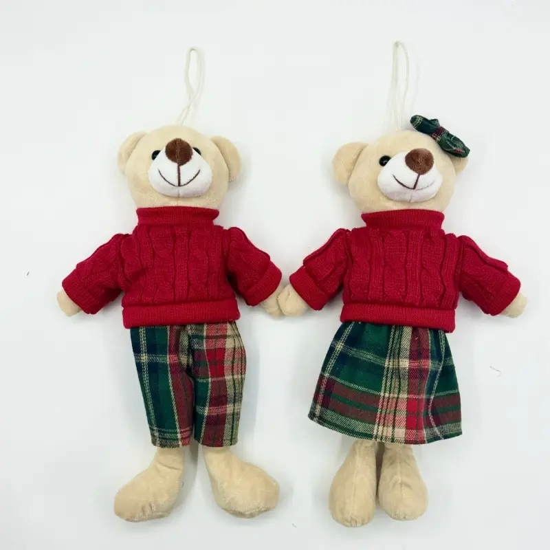 Wholesale Cozy Christmas Teddy Bears: Plush Couples in Festive Outfits (33cm) Factory, Factories