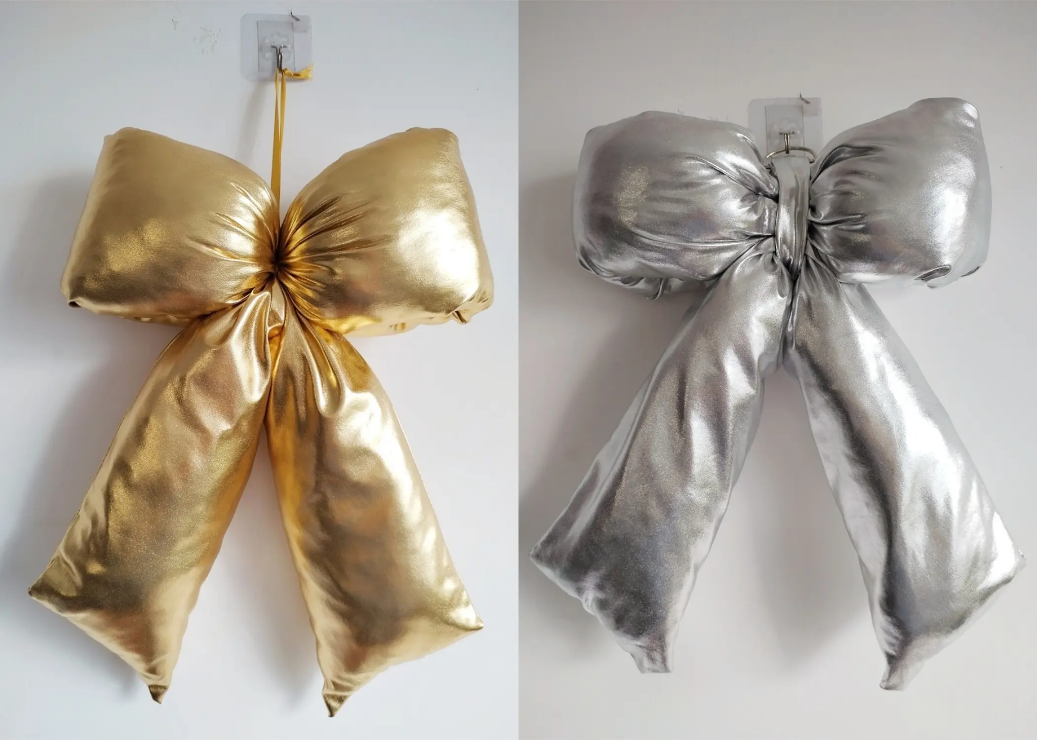 Wholesale Metallic Gold & Silver Plush Bow Decor – Hanging Holiday Bow Decorations Set Supplier, Factory