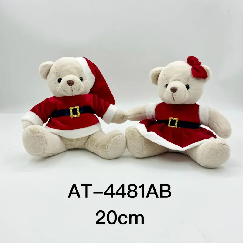 Wholesale 20cm Christmas Teddy Bear Duos: Festive Red & Green Plush for Holiday Cheer Manufacturer, Manufacturers