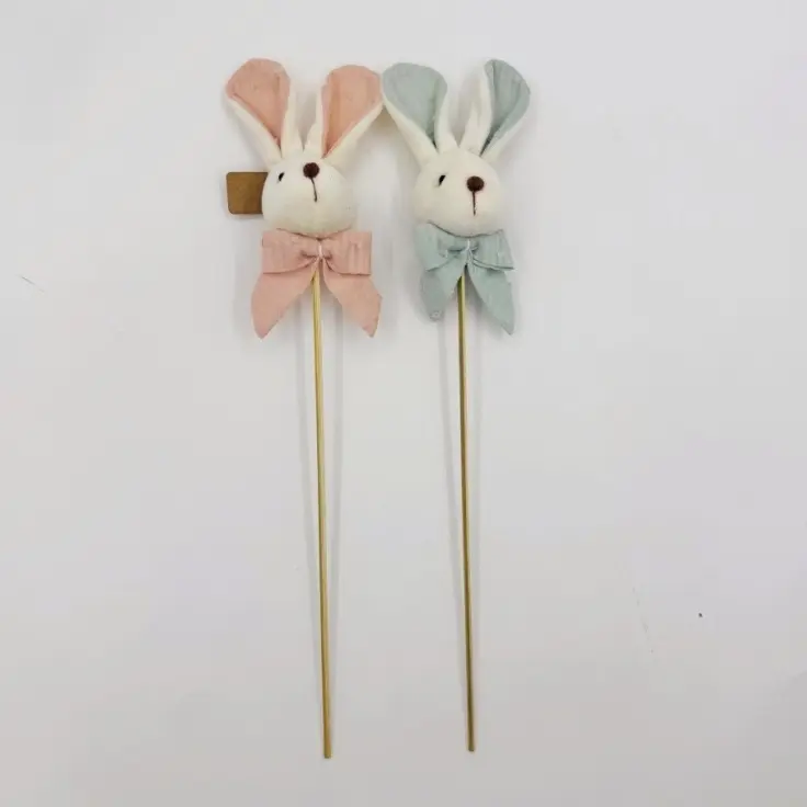 Wholesale Adorable Polka Dot & Plaid Bunny Picks: Fluffy Easter Decor Sticks Manufacturer, Supplier