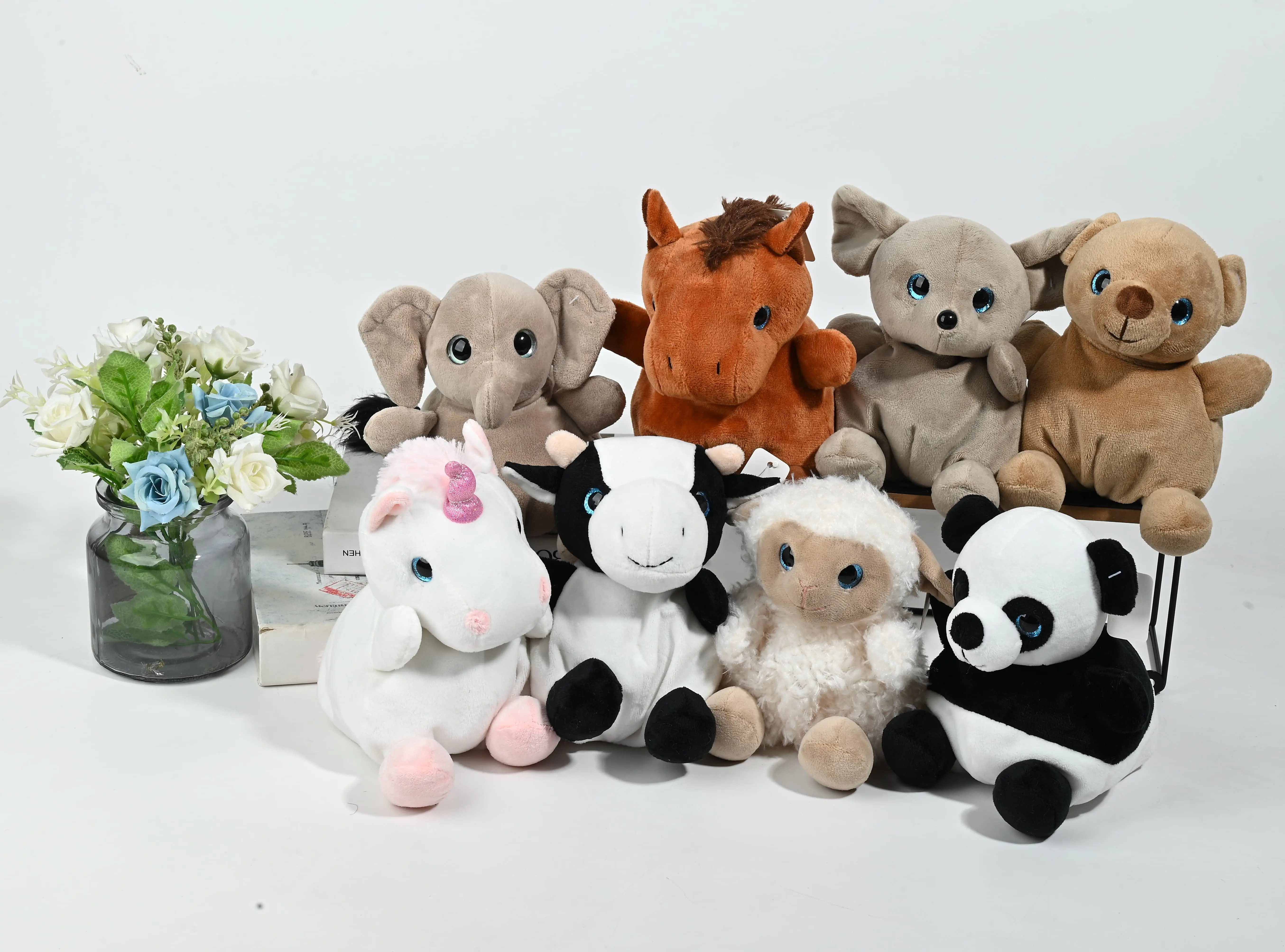 Wholesale Adorable Big-Eye Plush Animal Bundle - 8-Pack Soft Stuffed Characters for Play & Display Factory, Factories