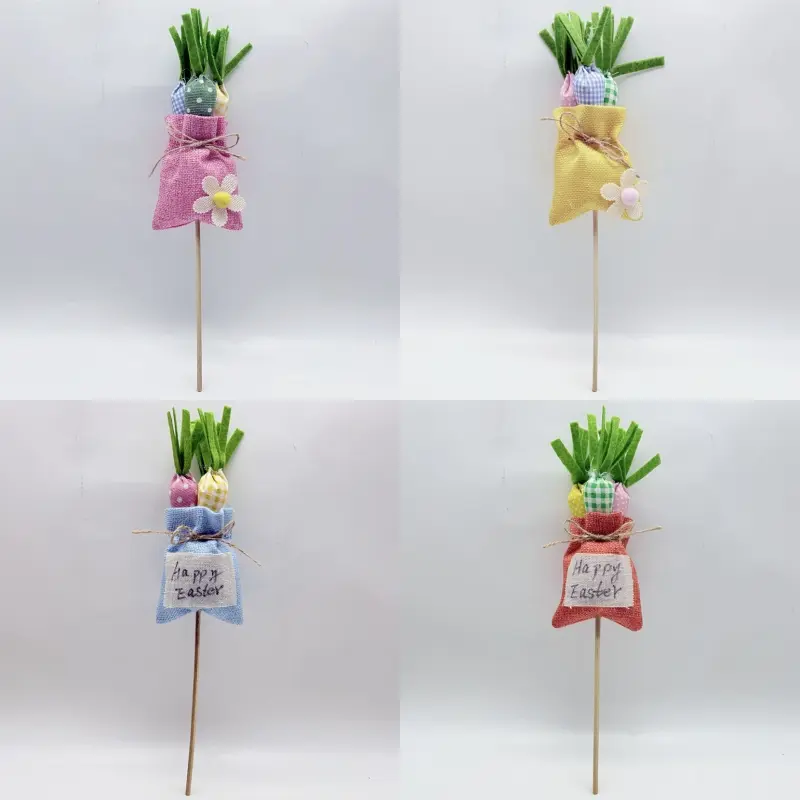 Wholesale Colorful Easter Carrot - Filled Burlap Bag Picks, Vibrant Decor for Easter Manufacturers, Suppliers