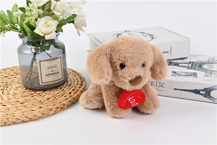 Dog with heart plush toy front view