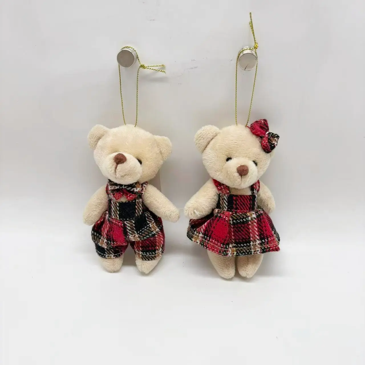 China Plaid Outfit Couple Teddy Bear Plush Hanging Ornaments Factory, Factories