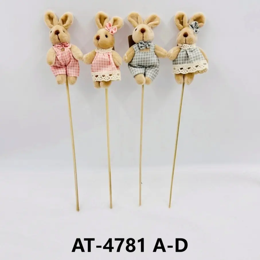 Wholesale Dressed Bunny Plush Picks: Adorable Easter Decor Sticks (Multiple Styles) Supplier, Factory